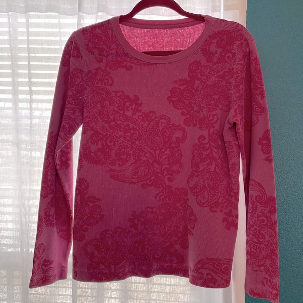 My favorite! Dark and light Pinks, paisley, heavy cotton long sleeve shirt